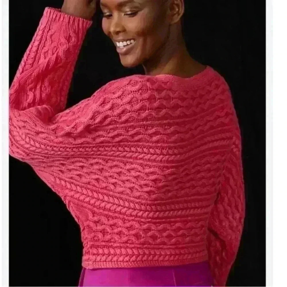 NWOT Anthropologie Pilcro hot pink fisherman sweater xsmall - Picture 2 of 5